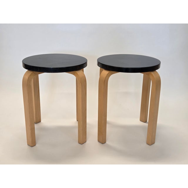E60 Stools by Alvar Aalto for Artek, Finland, 1960s, Set of 2 For Sale - Image 16 of 16