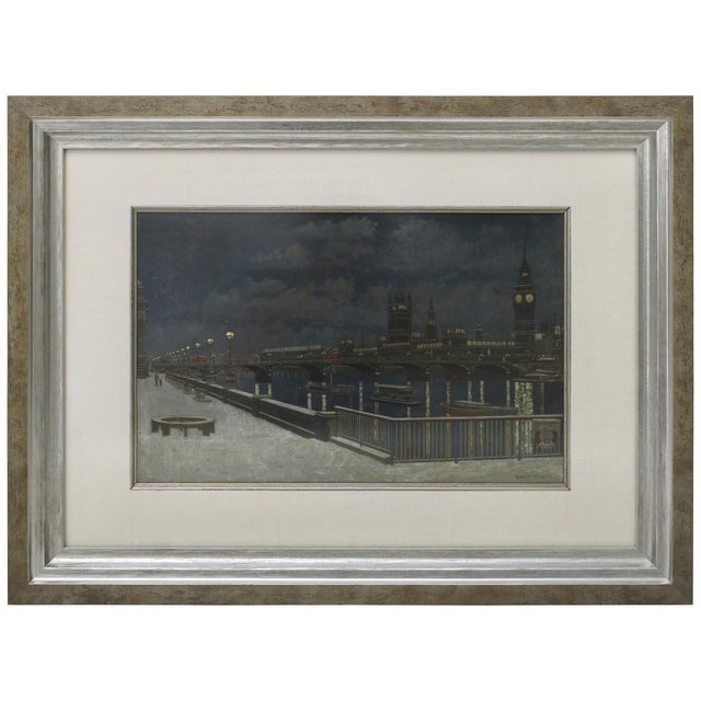 "London Bridge at Night" Acrylic Painting by David Thomas For Sale - Image 10 of 10