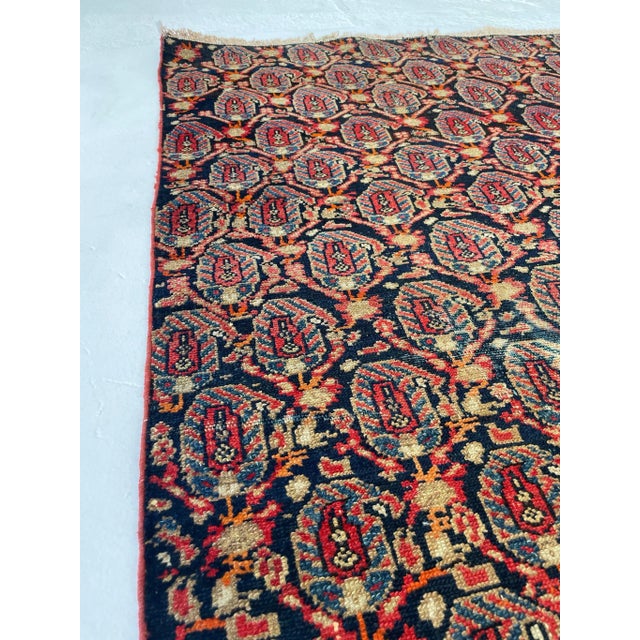 1930's Vintage Fragment Rug with Zoroastrian Flame Pattern 3 4 X 5 7 ...