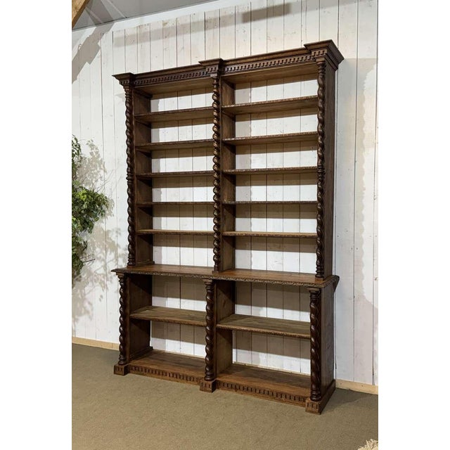 Early 20th-century oak and fir wood-paneled bookcase - W=2.01m H=2.73m D=51cm - Can be dismantled