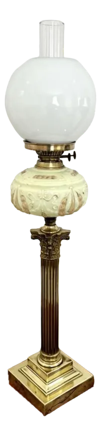 Large Victorian Brass Oil Lamp, 1880s