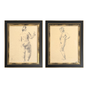 Pair of Framed Charcoal Figure Drawings
