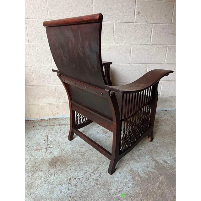 Antique American Empire Style Bentwood & Spindle Floral Hand Painted Back Library Armchair For Sale In Washington DC - Image 6 of 18