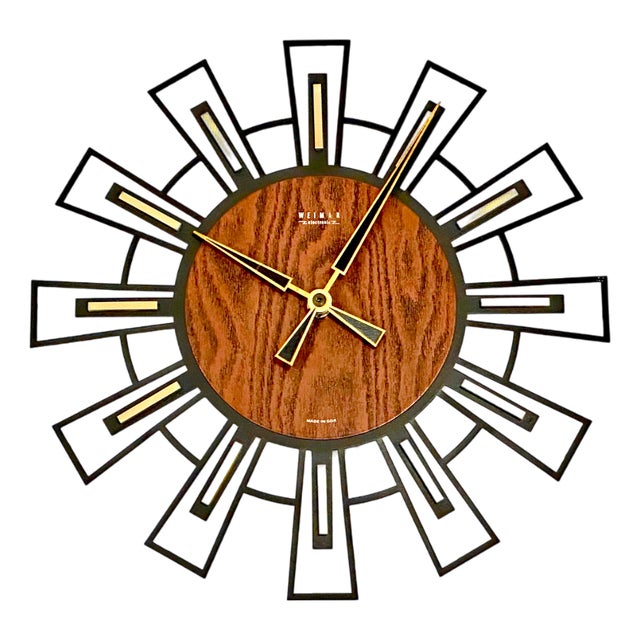 Mid-Century Brass Wall Clock from Weimar, 1970s For Sale