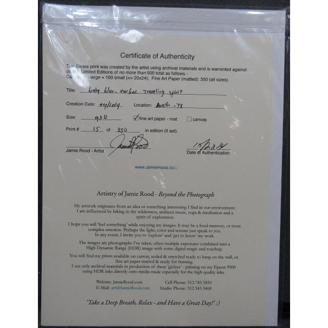 Contemporary Jamie Rood “Vw Bus Baby Blue – Travel Spirit” Signed Limited Edition Giclée, 15/350 For Sale - Image 3 of 8
