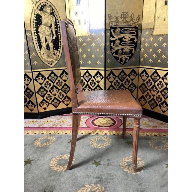 Wood Louis XVI Leather Chairs, Set of 10 For Sale - Image 7 of 13