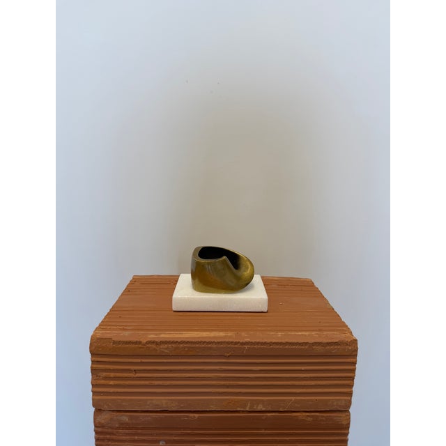 Brazilian Mid-Century Modern Abstract Bronze Sculpture on White Stone Base, 1990s For Sale - Image 11 of 11