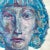 E.J. Hartmann - Expressionist Female Portrait, Signed (Acrylic On Paper). Expressionist portrait in hues of blue. Signed...