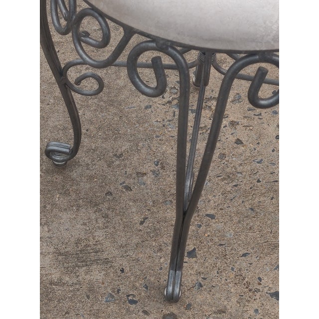 Vintage Wrought Iron Vanity Stool Seat With Cream Cushion Chairish
