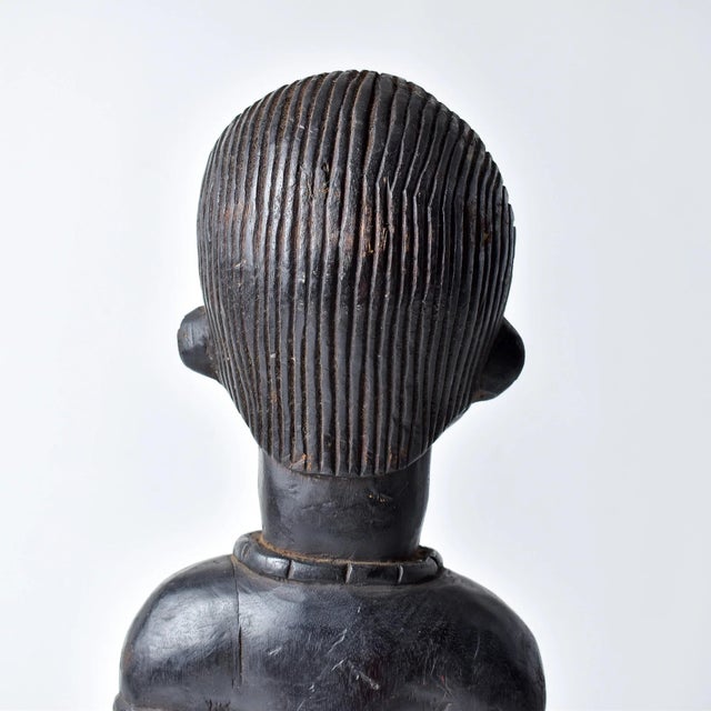 Black Early 20th Century Kongo Kneeling Female Wood Figure For Sale - Image 8 of 15