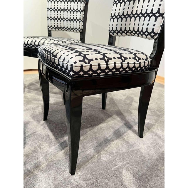 Black Art Deco High Back Black Lacquered Dining Chairs, France, 1930s, Set of 6 For Sale - Image 8 of 18