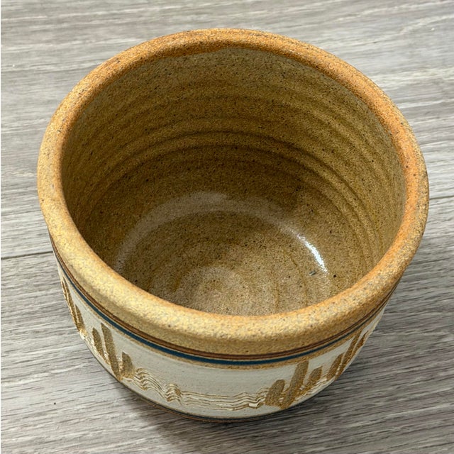 1990s Vintage Stoneware Succulent Pot With Raised Cactus Motifs For Sale - Image 5 of 8