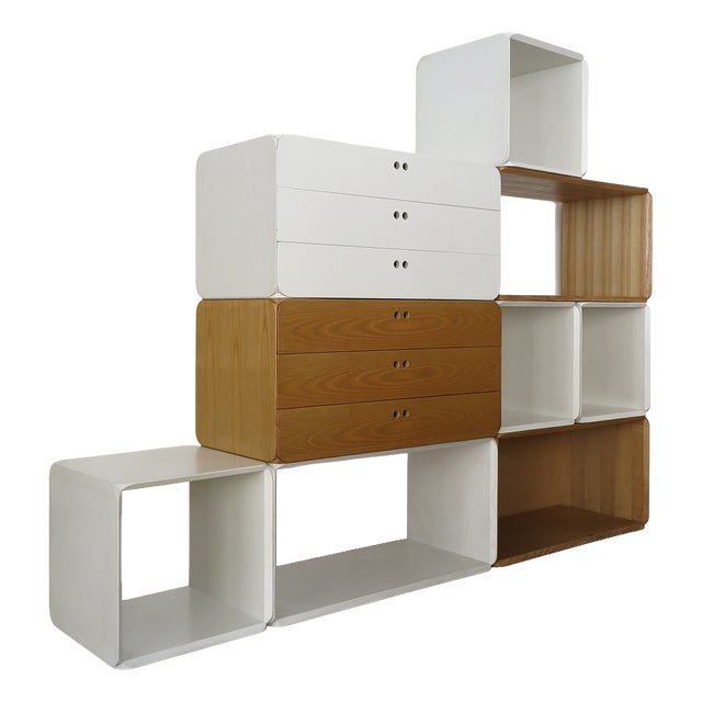Two-Tone Samara Modular Bookcase by Derk Jan De Vries for Maisa, Italy, 1970s, Set of 8 For Sale