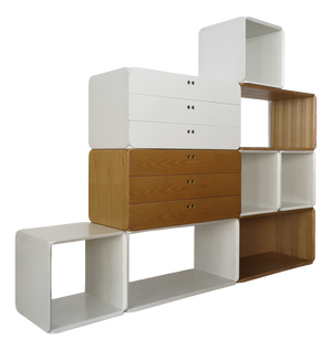 Two-Tone Samara Modular Bookcase by Derk Jan De Vries for Maisa, Italy, 1970s, Set of 8