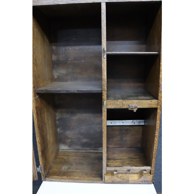 Brown Rare Salesman Sample Style Hoosier Cabinet in Oak With Enamel Work Surface For Sale - Image 8 of 15