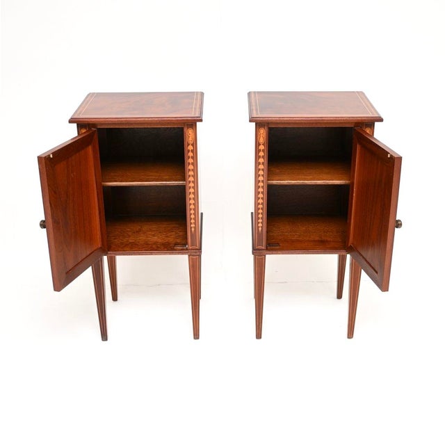Antique Edwardian Inlaid Bedside Cabinets, 1900, Set of 2 For Sale - Image 3 of 11