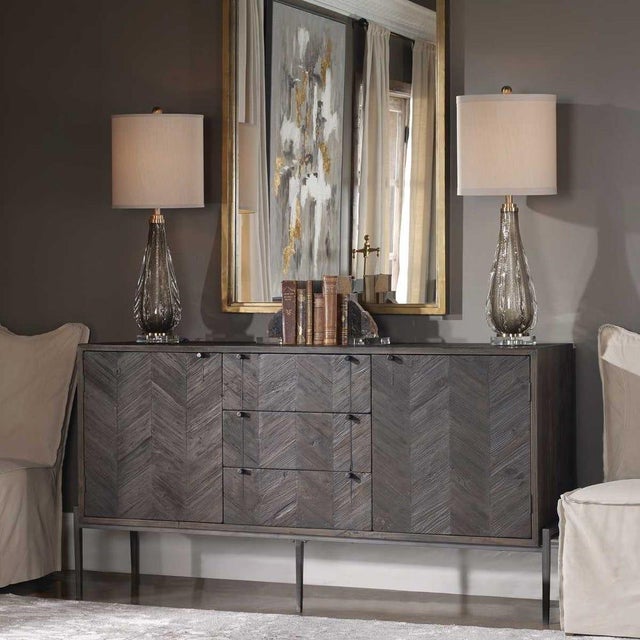 Contemporary Chevron Pattern Console Cabinet For Sale - Image 3 of 7