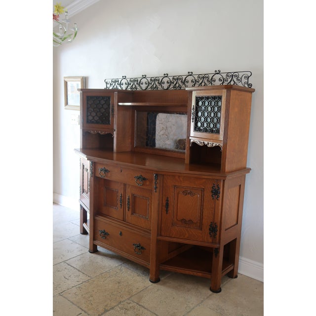 Late 19th Century Late 19th Century Solid Oak Wood Buffet Hutch For Sale - Image 5 of 7