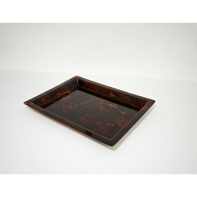 Mid-Century Modern Tortoiseshell Acrylic Glass Serving Tray from Christian Dior, Italy, 1970s For Sale - Image 4 of 17