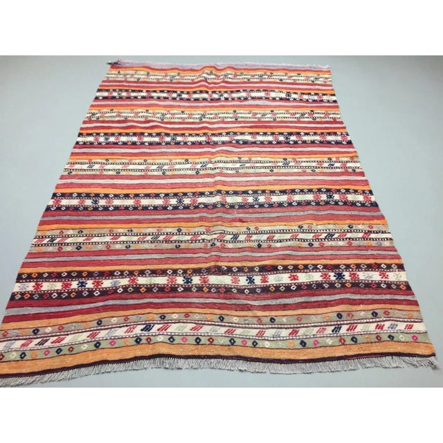 Brown Vintage Turkish Shabby Kilim Rug 215x153cm For Sale - Image 8 of 8