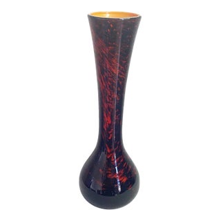 Postmodern Vintage Black Red and Orange Ceramic Vase For Sale