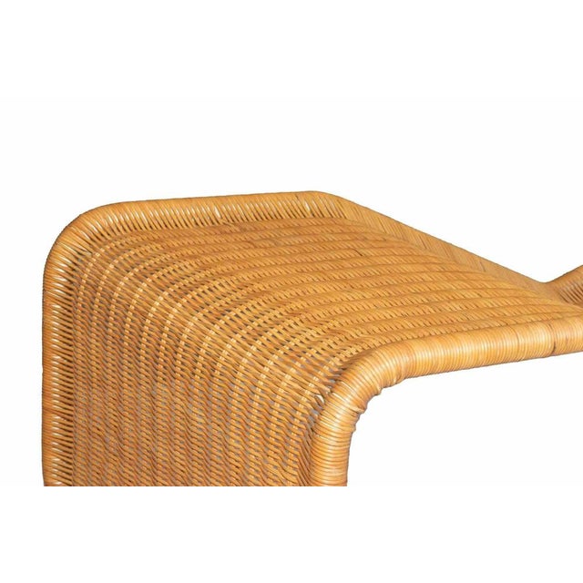 Chaise Longue is an original decorative design furniture realized by Tito Agnoli in 1962. Rare example of rattan chaise...