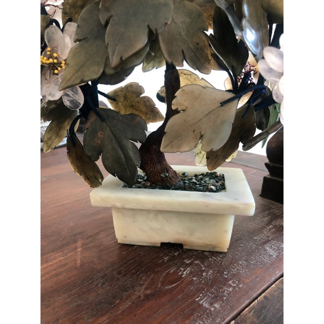 1960s Chinese Jade & Semi-Precious Stone Potted Bonsai in Bloom Table Sculpture For Sale - Image 9 of 10