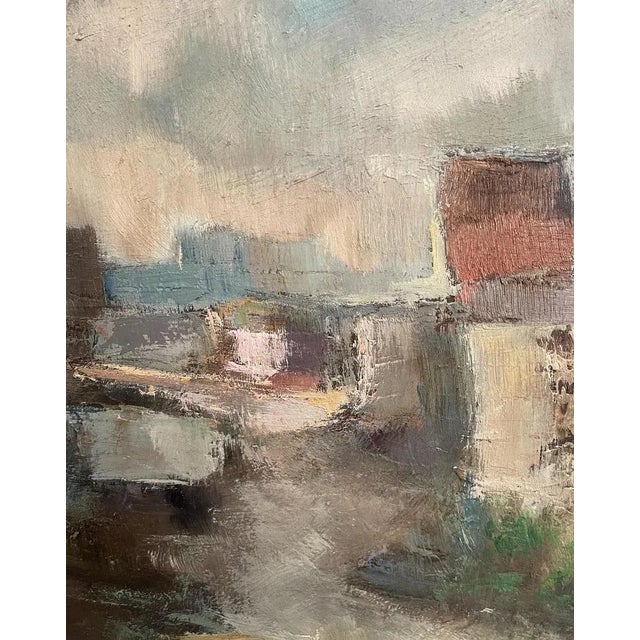 Pietro Virgilio Lietti, Figures Along the Canal, 20th Century, Oil Painting on Panel, Framed For Sale - Image 4 of 8