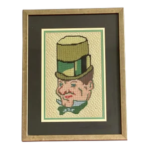 Vintage WC Fields Needlepoint Bargello Retro Art Framed