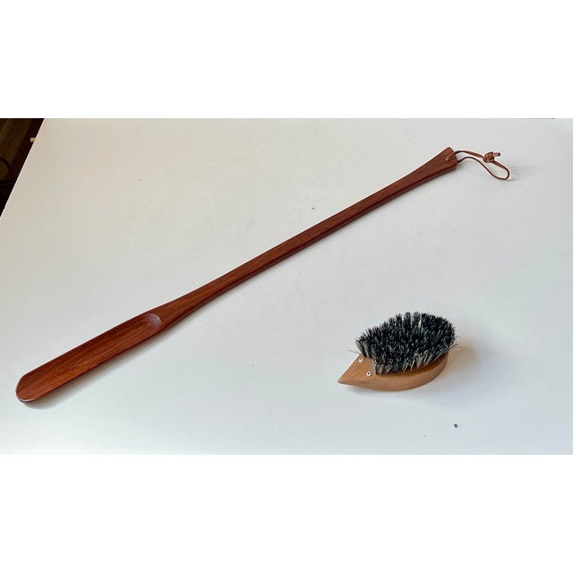 Mid-Century Danish Teak Shoehorn and Rat Brush, 1970s, Set of 2 For Sale - Image 9 of 9