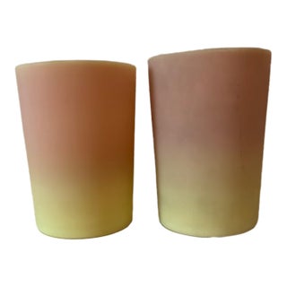19th Century Victorian Mt. Washington Glass Co. Burmese Uranium Art Glass Tumblers - A Pair For Sale