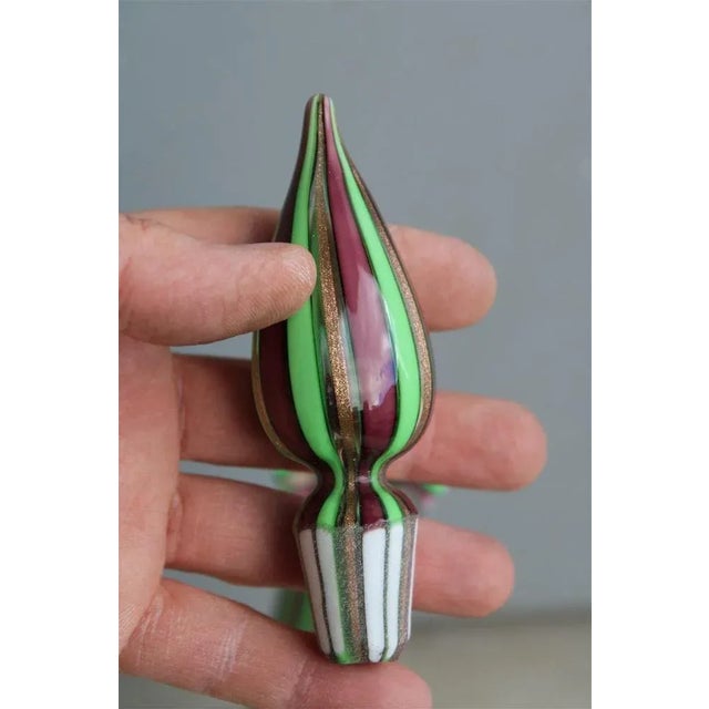 Green, Gold & Purple Glass Bottle, Italy, 1960s For Sale - Image 4 of 8