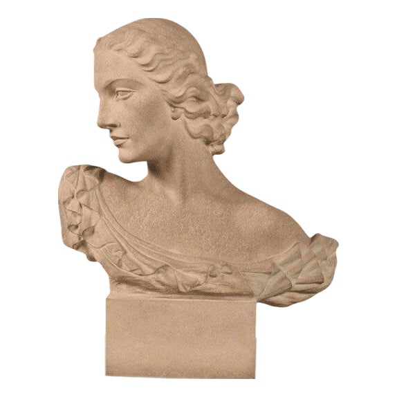 S. Bonome, Art Deco Sculpture Bust of a Woman, Stoneware For Sale