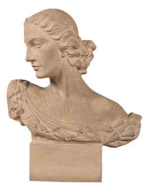 S. Bonome, Art Deco Sculpture Bust of a Woman, Stoneware