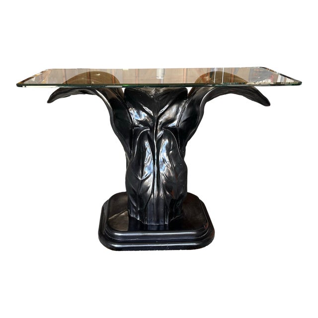 Vintage Regency Palm Leaf Console Table Attributed to Serge Roche For Sale