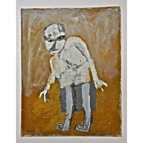 Sergio Barletta, Figurative Composition, 1965, Tempera on Paper For Sale