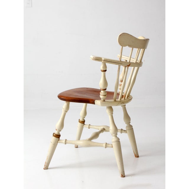 Cream Vintage Ethan Allen Comb Back Painted Chair For Sale - Image 8 of 13