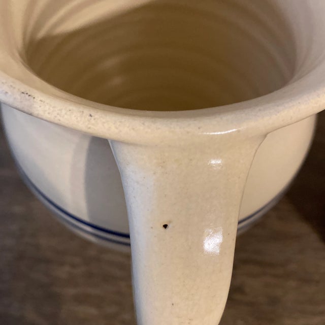 Vintage Signed Marshall Pottery Stoneware Pitchers With Double Cobalt Stripes-Set of 2 For Sale - Image 10 of 12