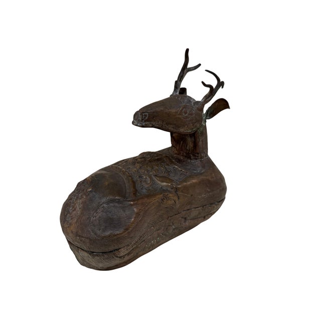 Figurative Primitive Brass Deer Box For Sale - Image 3 of 4
