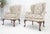 Queen Ann Carved Walnut Bases Blue & White Upholstery Arm Chairs - A Pair For Sale - Image 10 of 12