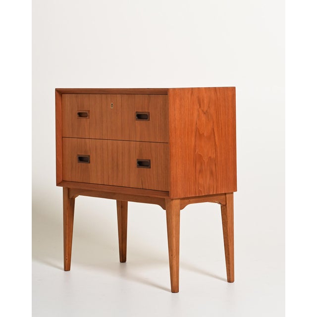 Scandinavian Teak Bedside Table with Two Drawers, 1960s For Sale - Image 6 of 10