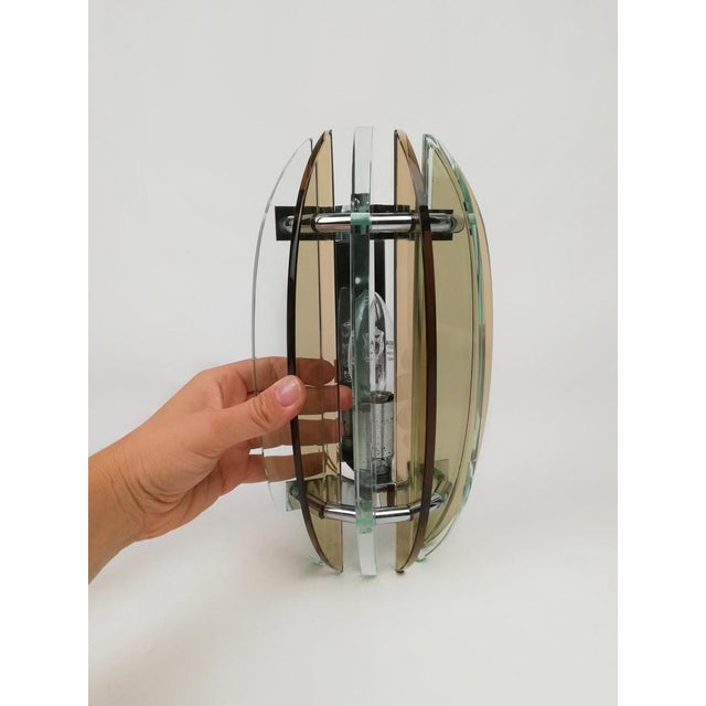 Wall Sconces in Colored Glass and Chrome from Veca, Italy, 1970s, Set of 2 For Sale - Image 6 of 18