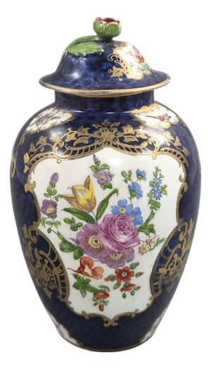 Scale Blue Revival Silicon China Covered Vase from Booths, 1900s