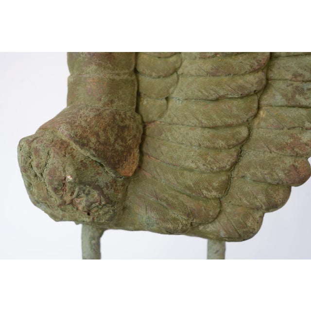 Metal Large Rustic Verdigris Wing Sculpture on Stand For Sale - Image 7 of 11