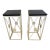 Hollywood Regency Black and White End Tables With Metal and Granite -a Pair For Sale