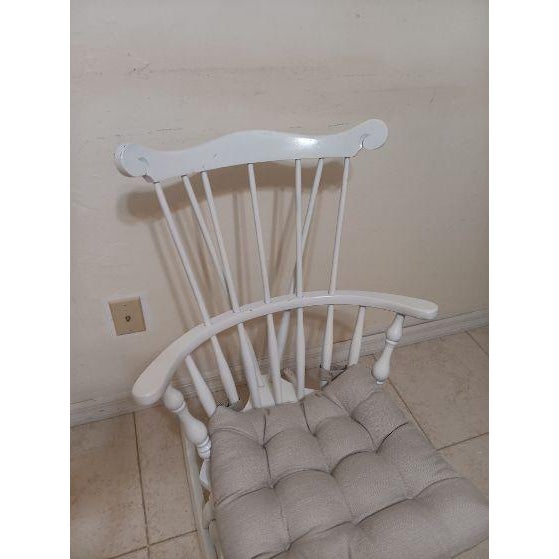 1960s Vintage Maple Comb Back Rocking Chair White For Sale - Image 5 of 6