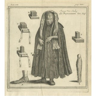 Illustration of a Jew with Elements of His Costume by J. Certe in Lyon, 1709 For Sale