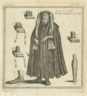 Illustration of a Jew with Elements of His Costume by J. Certe in Lyon, 1709