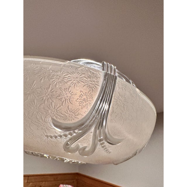 Early 20th Century Early 20th Century Art Deco Frosted Glass Ceiling Light Shades - a Pair For Sale - Image 5 of 12