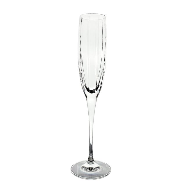 A matched pair of Mikasa Arctic Lights fluted champagne glasses in the original clear, no-trim version of the pattern....